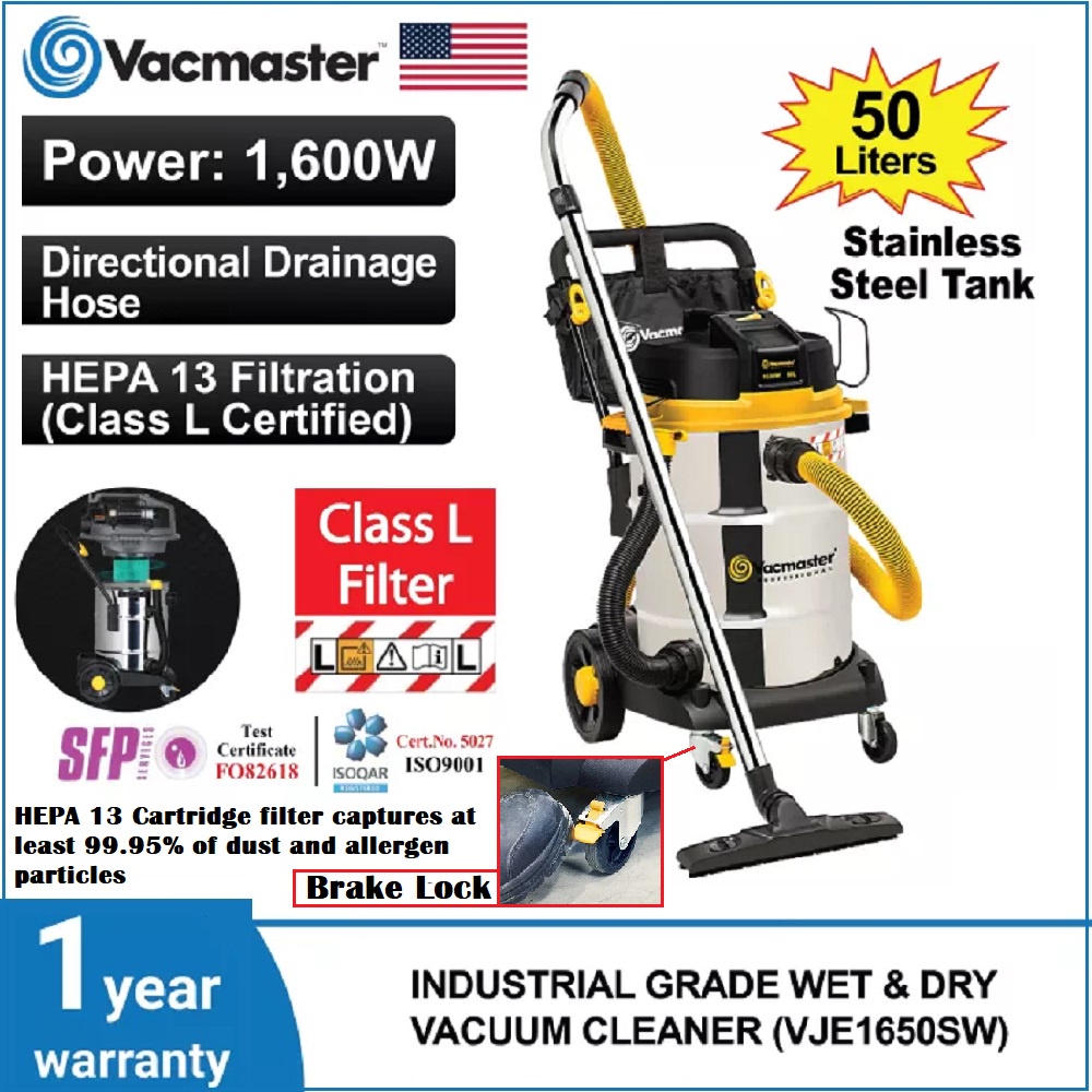 VACMASTER VJE1650SW 50L STAINLESS STEEL INDUSTRIAL GRADE CLASS L
