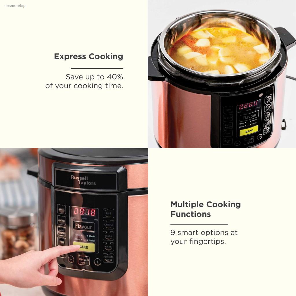 ஐ☍Russell Taylors Pressure Cooker Stainless Steel Pot PC-60 Rice Cooker (6L)