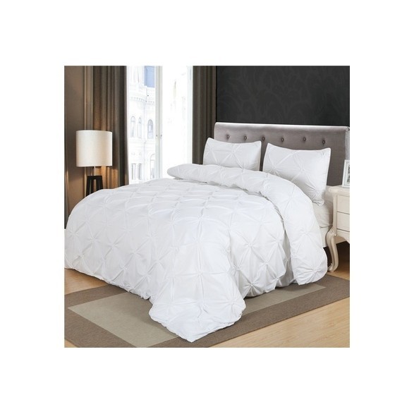 Luxurious Bedding Sets White Home Textile Pinch Pleat Bedclothes
