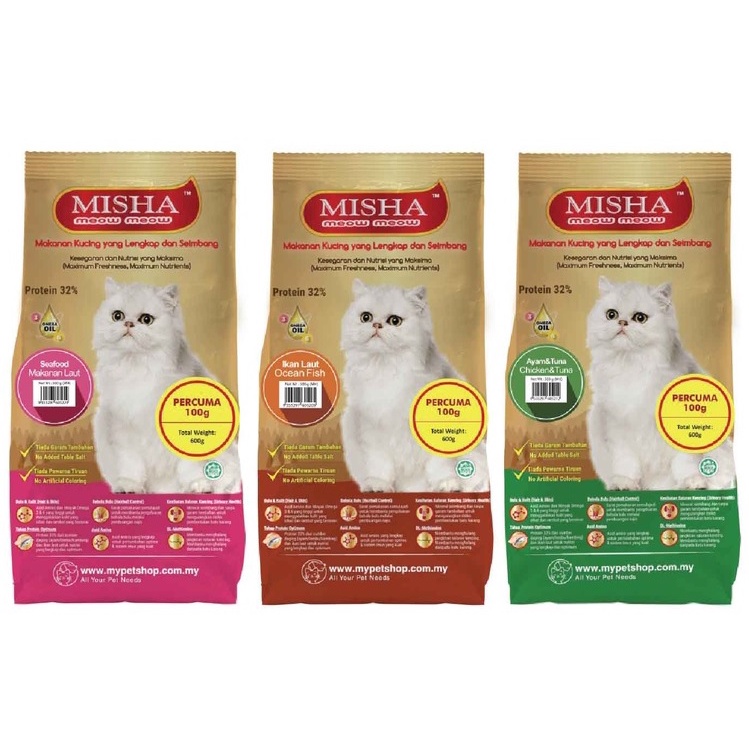 MISHA Cat Dry Food 500G+100G Shopee Malaysia