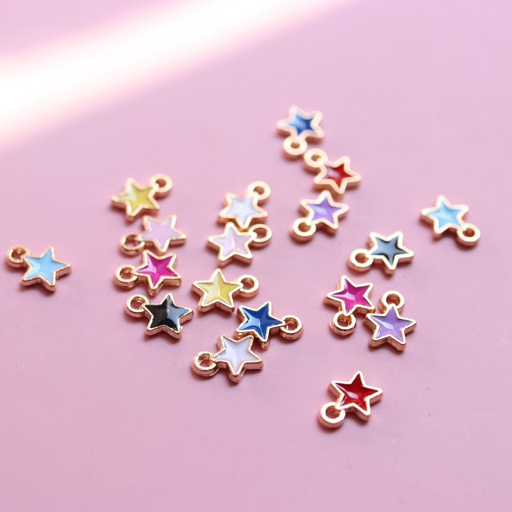 （ 手工 diy / 1PCS / metal star）charms pendants customized keychain gift Small pendant lanyard mobile phone diy fashion accessories woman Craft Supplies Handmade Jewelry Materials keychains bracelet necklace earrings 手工制作钥匙扣挂饰 锁匙扣挂件 钥匙圈手作吊饰 手链 项链 耳环饰品配件