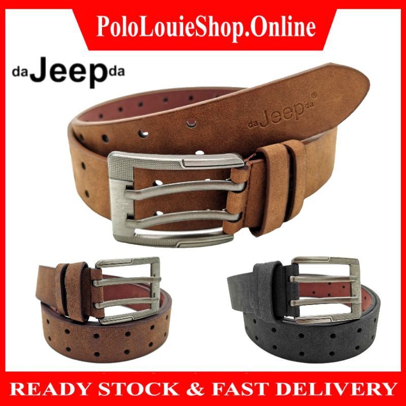 Original Dajeepda Men Rough Leather Waist Strap Belts Double Hole Buckle Jeans Belt Tali Pinggang Lelaki