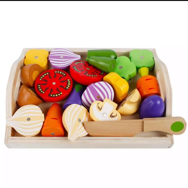DIY Funny Cute Wooden Kitchen Food Cutting Toys Set Pretend