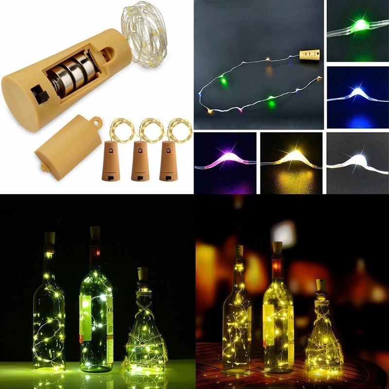 Bottle Stopper Fairy Lights String  Wine//Gin Battery Cork Shaped Top 20 LED 2M