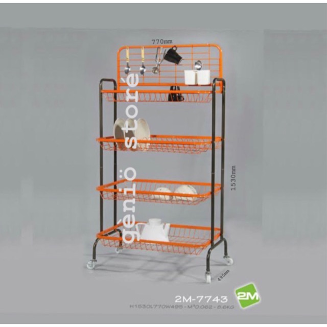  Rak  Dapur Canggih beroda  Kitchen Plate Rack With Wheel 