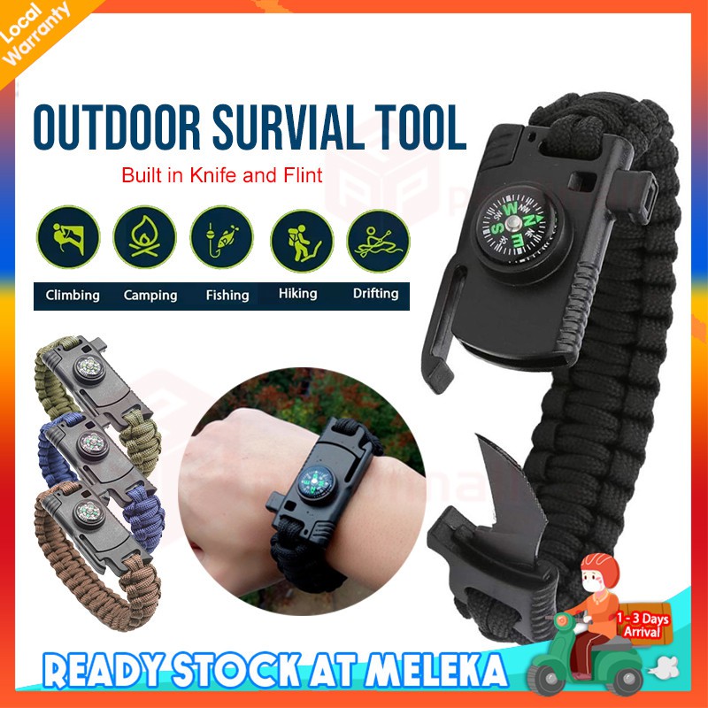 Outdoor Camping Tools Bracelet Multifunction Outdoor Survival Gear Escape Paracord Bracelet Flint & Whistle & Compass