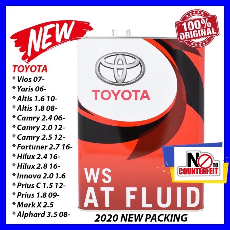 0888602305 Toyota WS ATF Gear Oil (4 liter) For Toyota , Honda , Kia