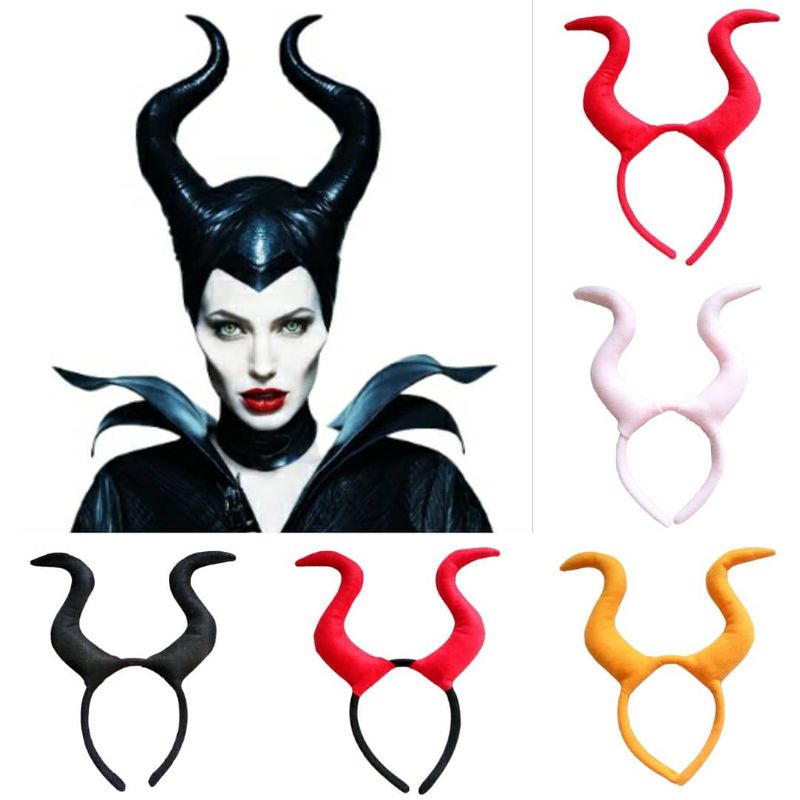 HITAM Halloween Costume Party Maleficent Black Horns Headband | Shopee ...