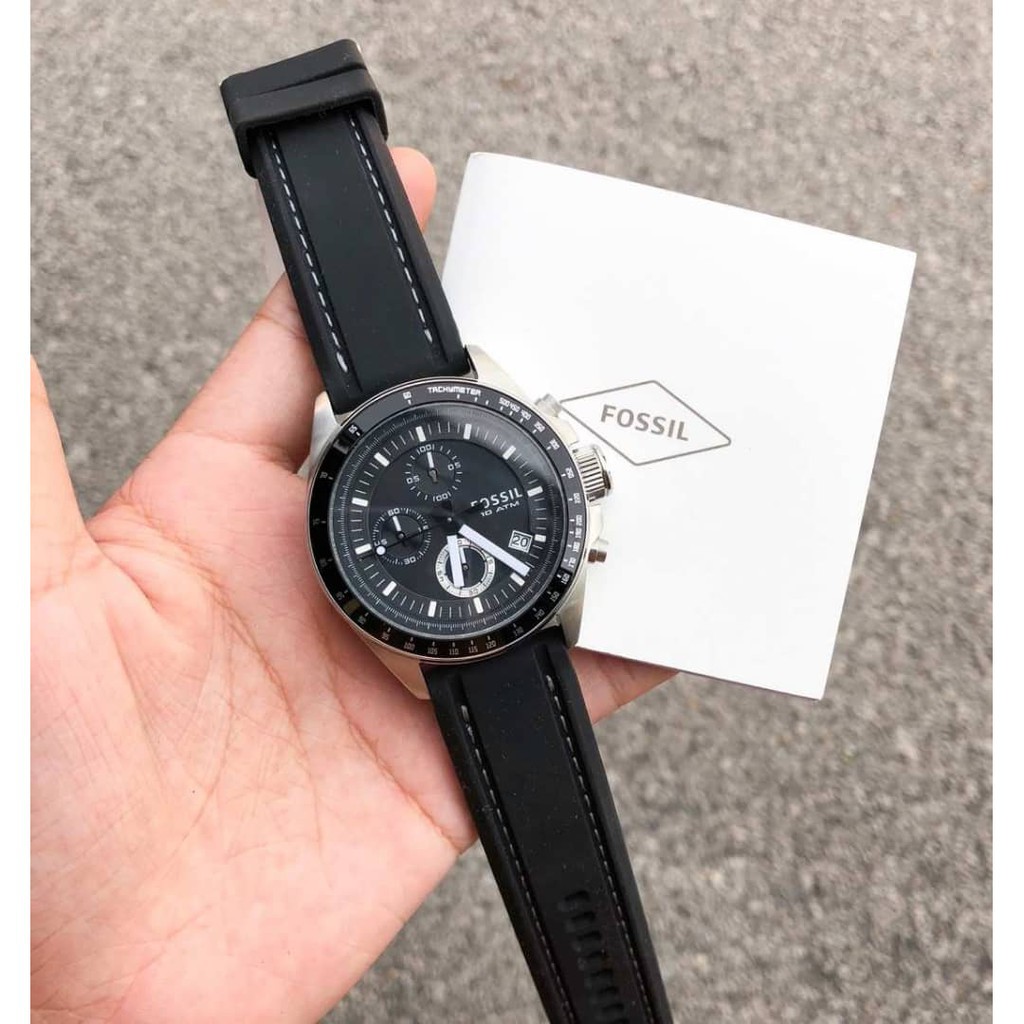 fossil black silicone watch