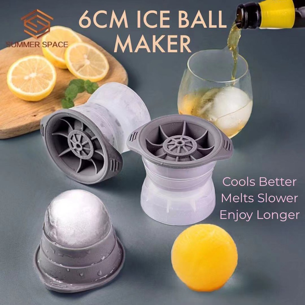 🧊🍨6CM Ice Ball Maker Ice Cube Mold Soft Silicone Ice Ball Mold Big Size Long Lasting Home & Bar Party Cooler