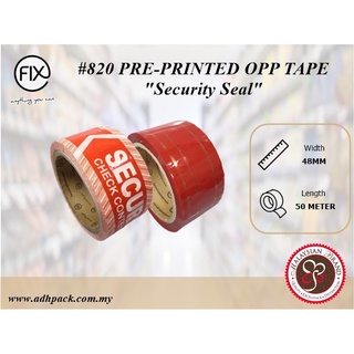 [ 48mm x 50Y ] FIX Brand OPP Printed Security Seal Tape Adhesive Tape Sticker For Packing -1 Unit