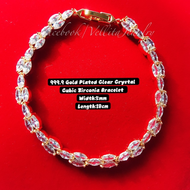 [VJ]Cop916 Bracelet “Sparkling Cubic Zirconia” 999.9 Gold Plated CZ Bracelet {Rantai Tangan Permata}