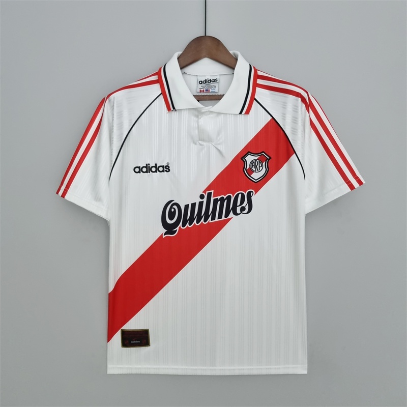 95-96 River Plate Home Retro Soccer Jersey Football