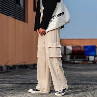 ⚡W-KING⚡【Spike】 Oversize Khaki Multi-pocket Straight Overalls Casual Male Student Trousers Couple Overalls Cargo Pants
