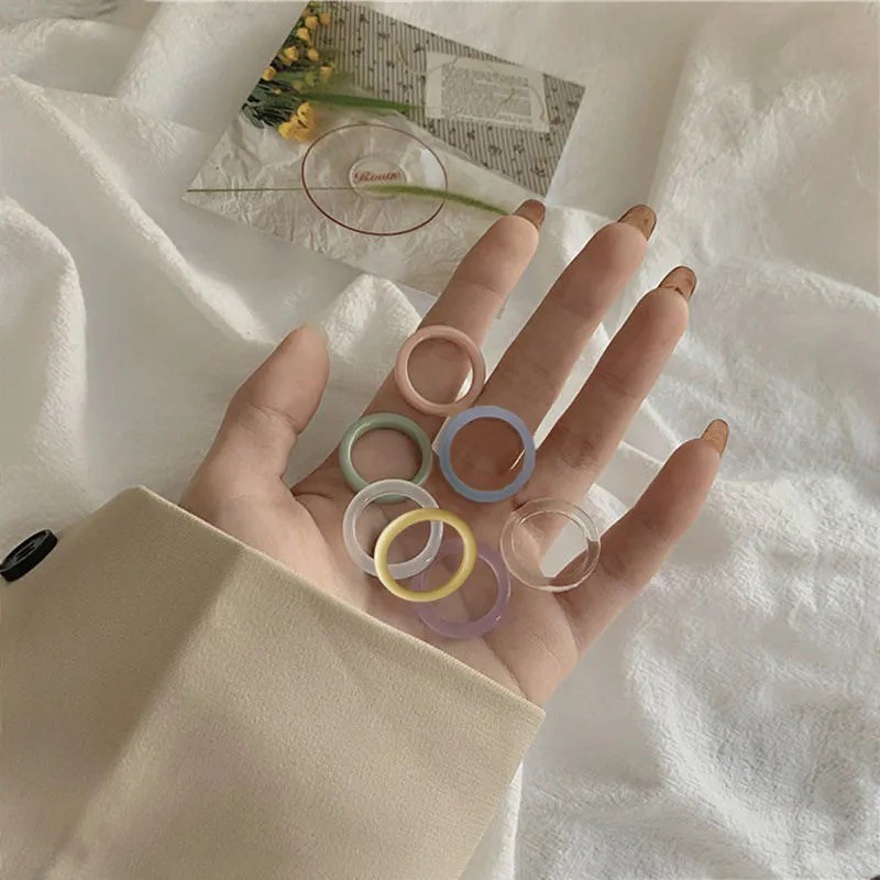 C.FASHION Colourful Ring Resin Acrylic Women Fashion Accessories Daily ...