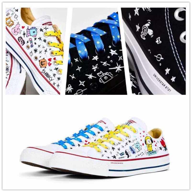 Converse X bt21 BTS sneakers couple canvas material | Shopee Malaysia