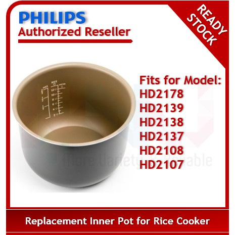 Philips 6L Pressure Cooker Inner Pot for HD2178 / HD2138 / HD2137 / HD2108 / HD2107 / HD2145