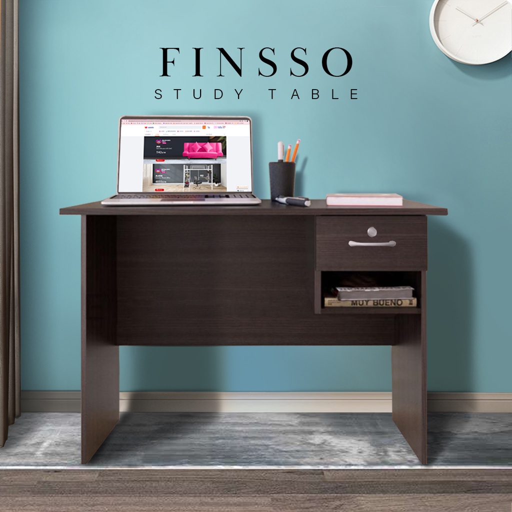 FINSSO: Writing Table 3ft (L:90cm) Office desk Study Desk with 1 DRAWER