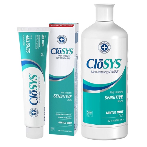 CloSYS Fluoride Sensitive Toothpaste Sensitive Mouthwash, Gentle Mint