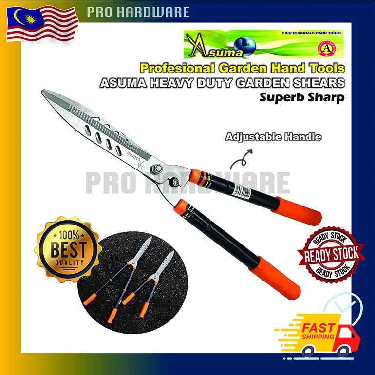 ASUMA Heavy Duty Adjustable Handle Grass Shrub Hedge Shear Grass Cutter