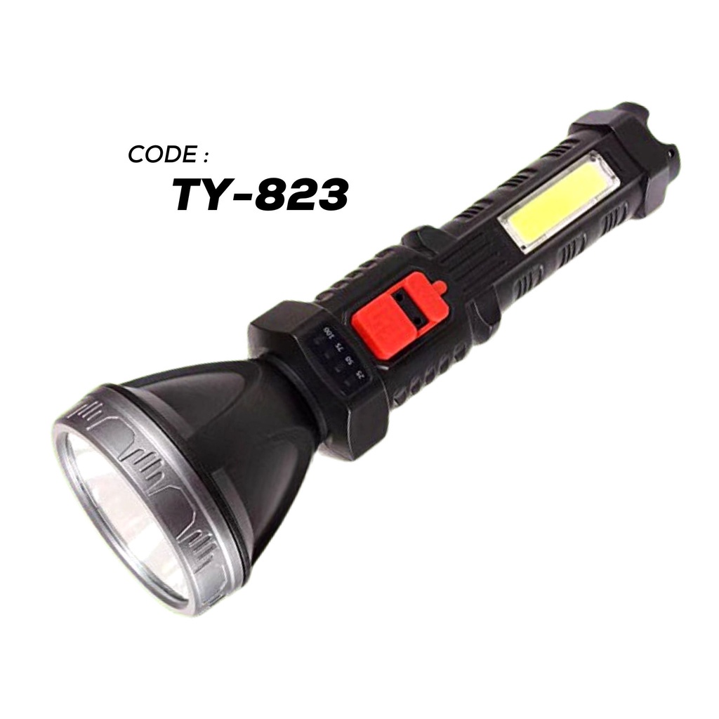 Rechargeable Waterproof LED Torch Light 4 Mode  XPE COB USB Charge Bright Flashlight ( TY-821 / TY-823 )