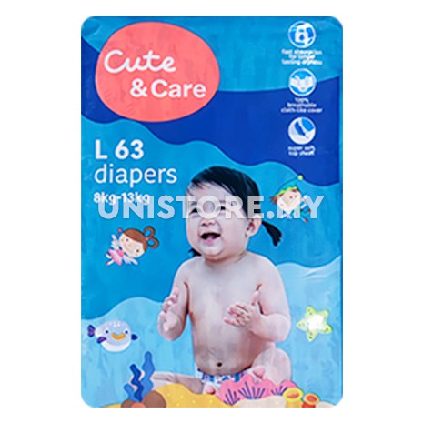 Tesco FRED &amp; FLO (LOTUS'S CUTE &amp; CARE) Baby Diapers Tape Diapers Pants Bayi Lampin Pakai Buang S/M/L/XL/