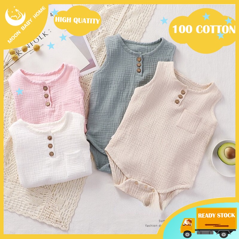 ✨ HOT SALE✨Baju Baby Sleeveless Romper Breathable Simple Style Solid color Jumpsuit Clothes Baby Onesie Outfits Baju Bayi Baju lubang Baju Baby（0-36months）