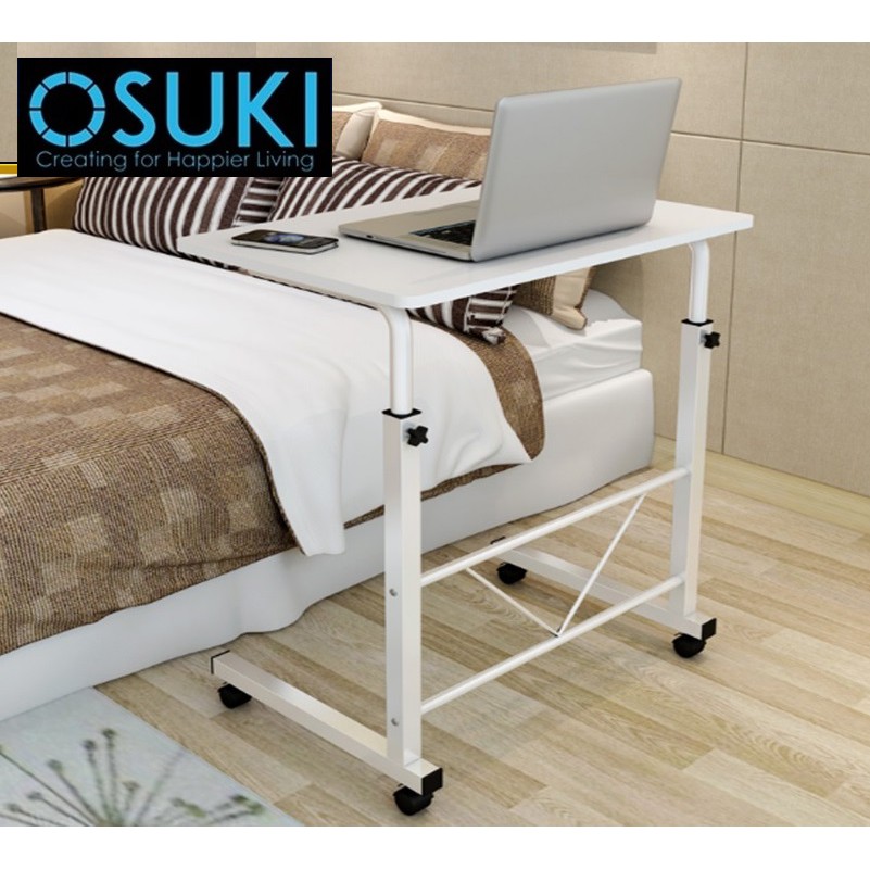 Osuki Adjustable Table 60x40cm With Wheels Laptop Desk White