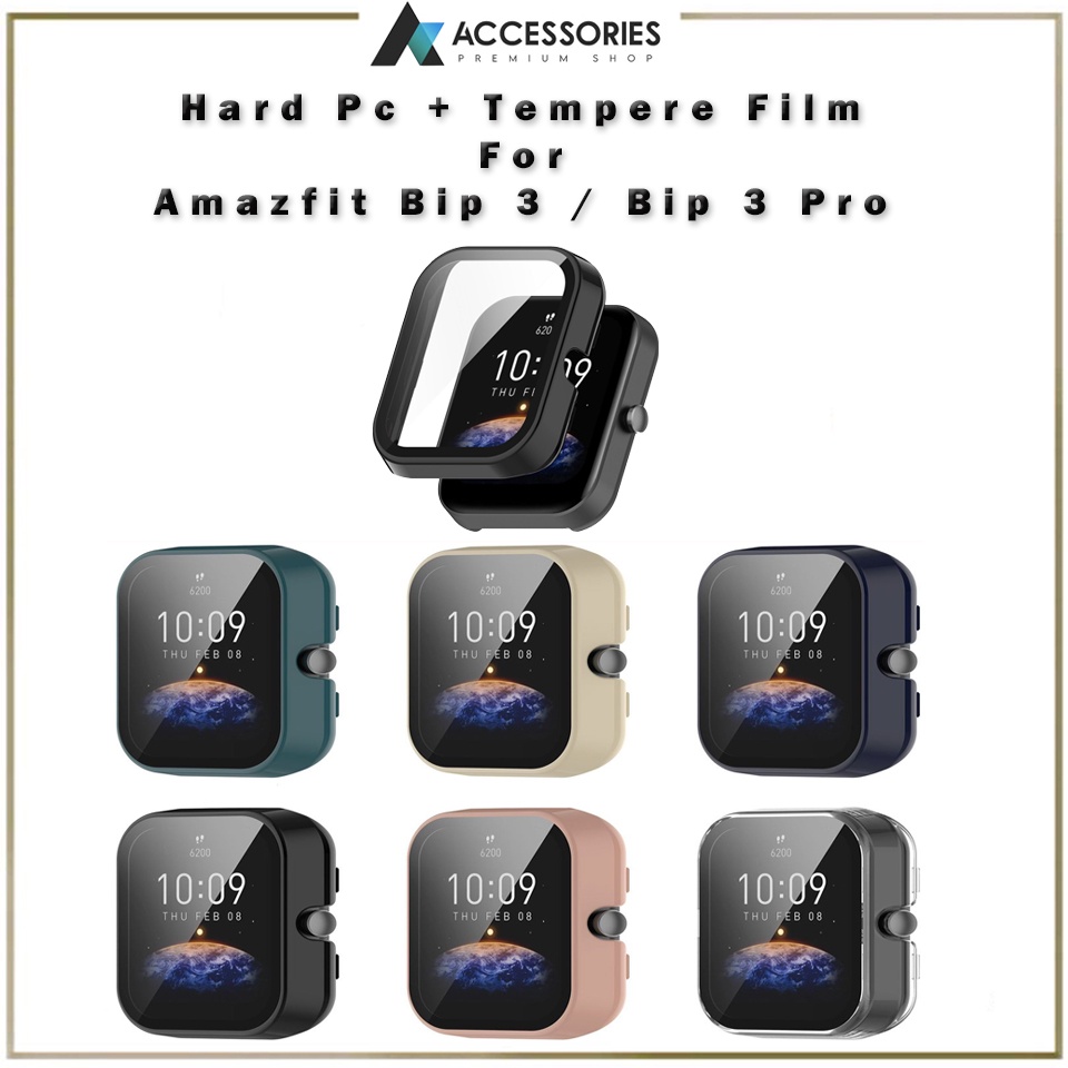 Custodia Rigida In PC + Vetro Temperato Per Amazfit Bip U / U Pro / Pop / Pop Pro - Cover Trasparente Ultrasottile Con Protezione Schermo 9H, Antigraffio, Kit Completo