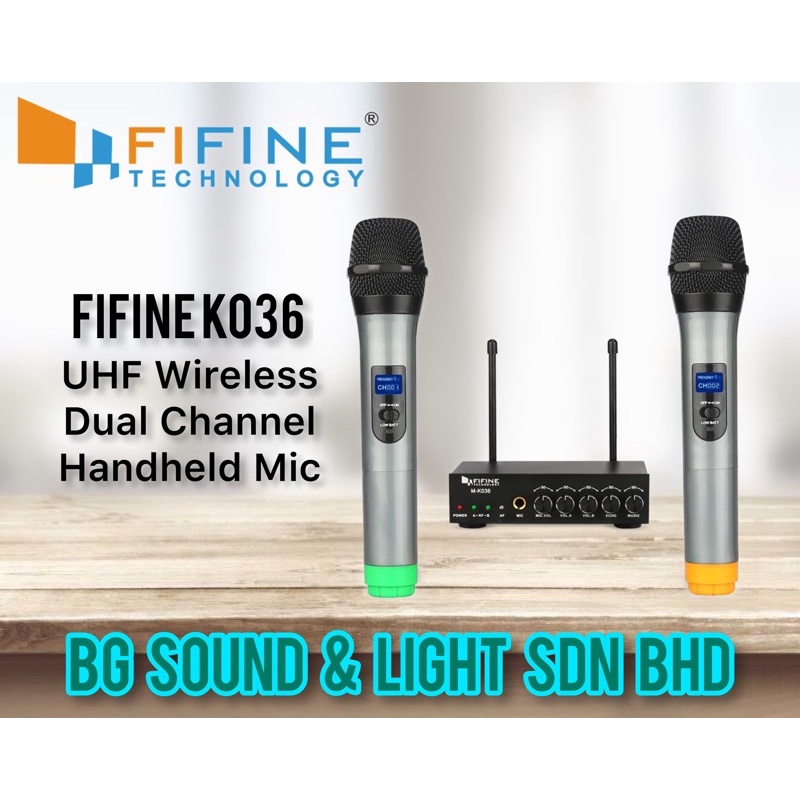 FIFINE K036 UHF Dual Channel Wireless Handheld Mic, Vocal Microphone