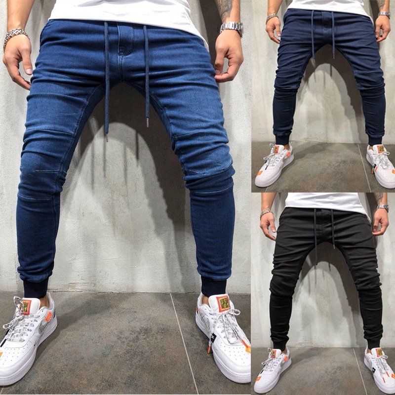 black jean joggers mens