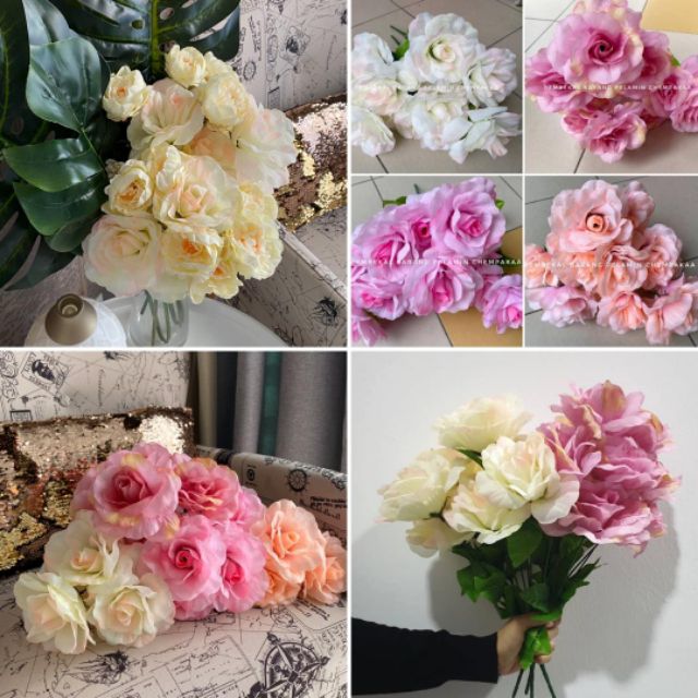 Rose 5 Big Heads for Wedding Home Wedding Decor Bunga Rose 5 Big Heads for Wedding Home Wedding Decor Bunga