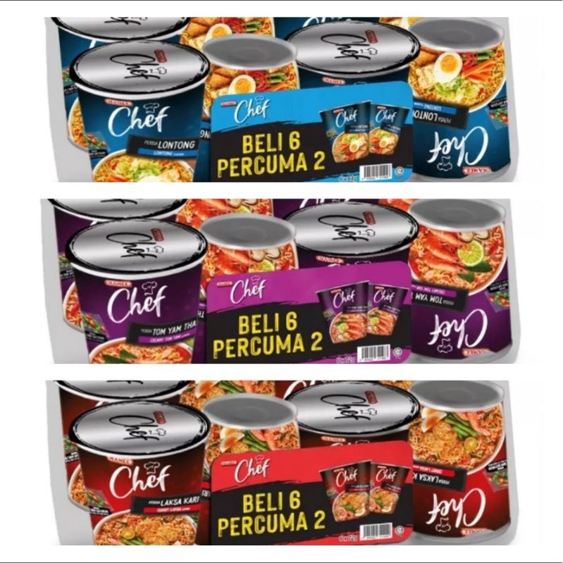 New Arrival Mamee Chef Cup Noodles Tom Yam Thai Laksa Kari Lontong G G