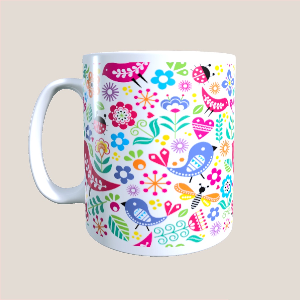 Scandinavian Folk Art Mug | Cofffee Tea Hot Chocolate | Gift Hadiah | Cup Cawan | Birthday