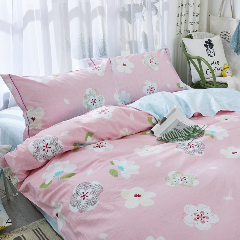 Cotton Flower Bed Cover For Girls Bedroom 1pc Pink Floral Duvet