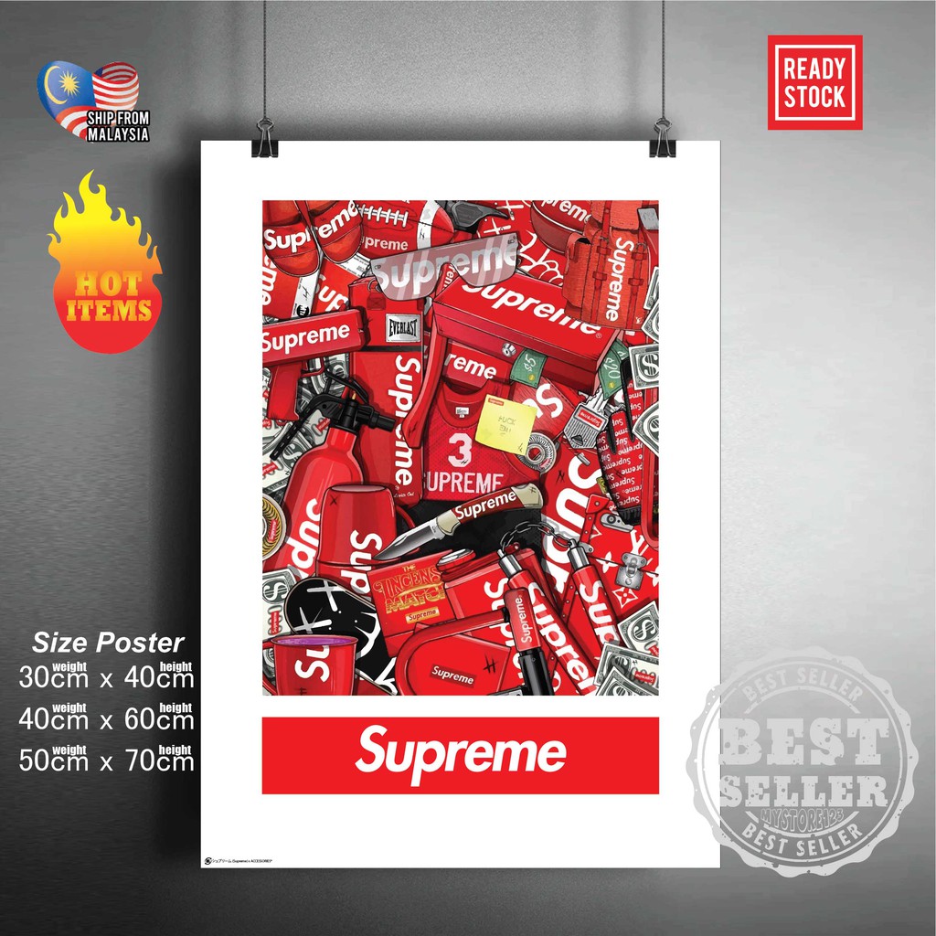 [Ready Stock]Supreme x accessories stockx | Streetwear poster | Street icon | Wall sticker | Wall deco | Frame poster