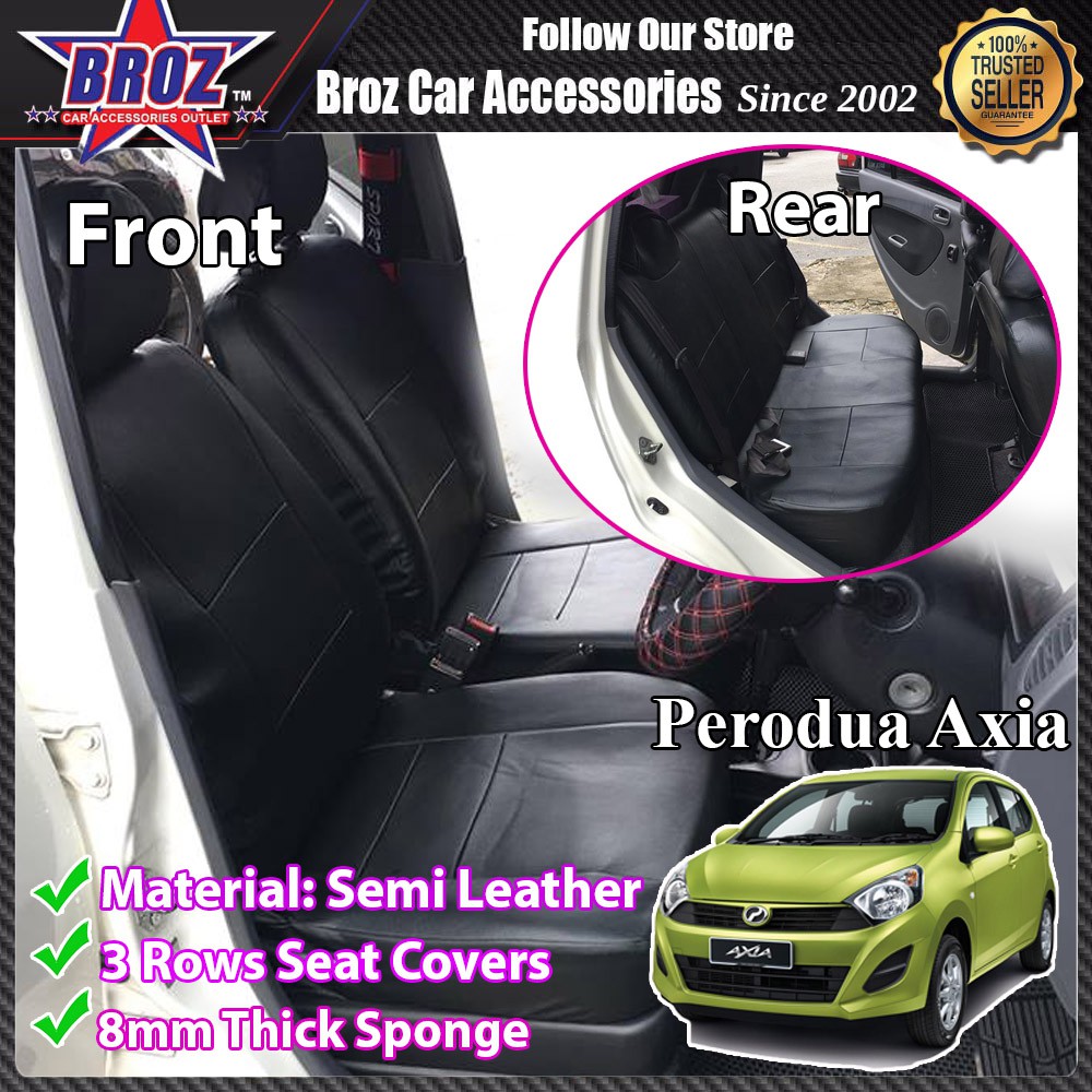 Car Seat Cover Case Semi Leather Perodua Axia G-Spec Front 