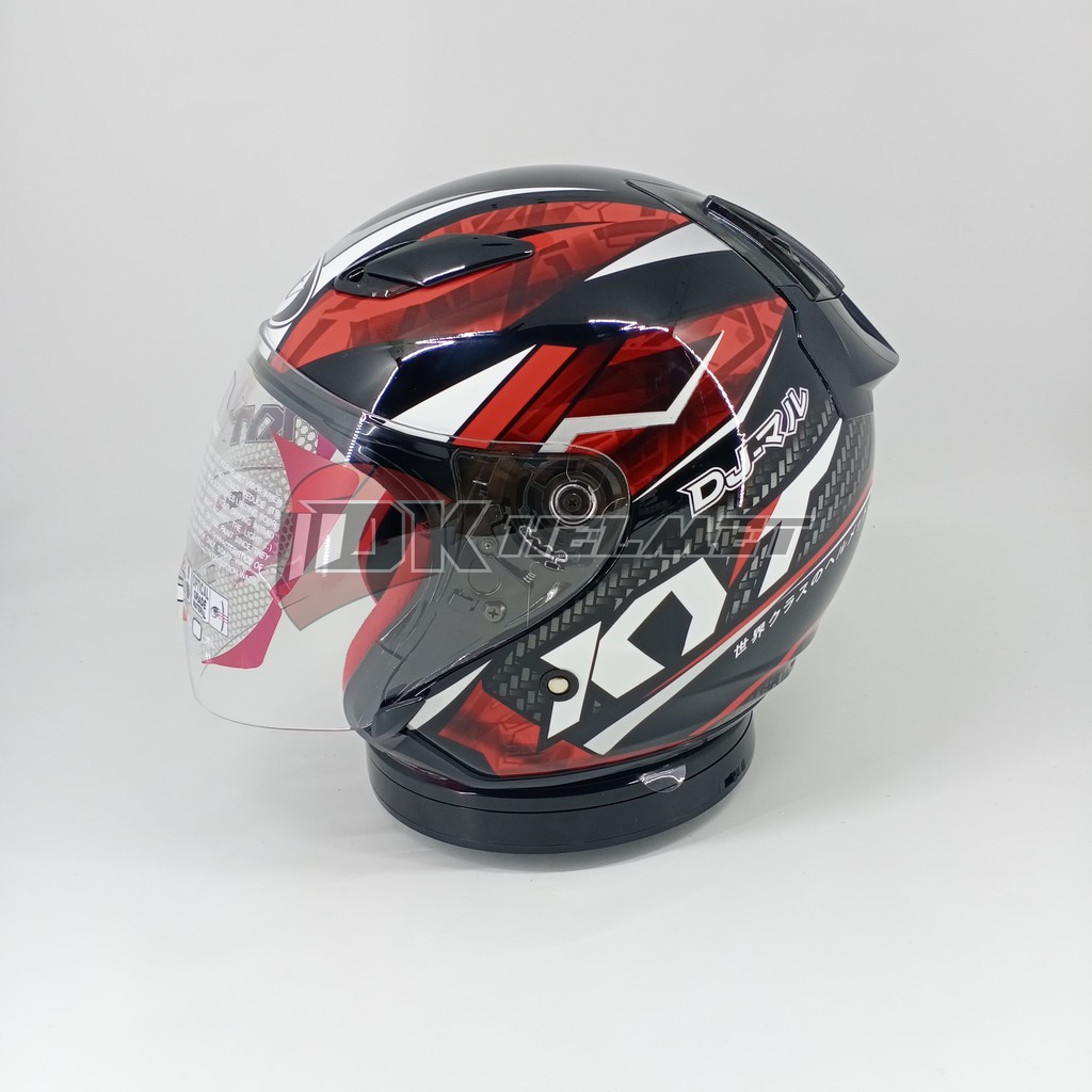 MERAH HITAM Kyt DJ Maru Half Face Helmet Motif Series 15 Black Red Red Black Original Touring Motorcycle