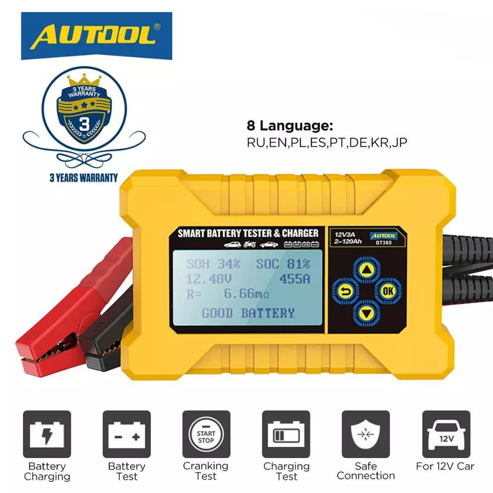 AUTOOL BT380 12V Automotive Smart Battery Tester Analyzer Reverse