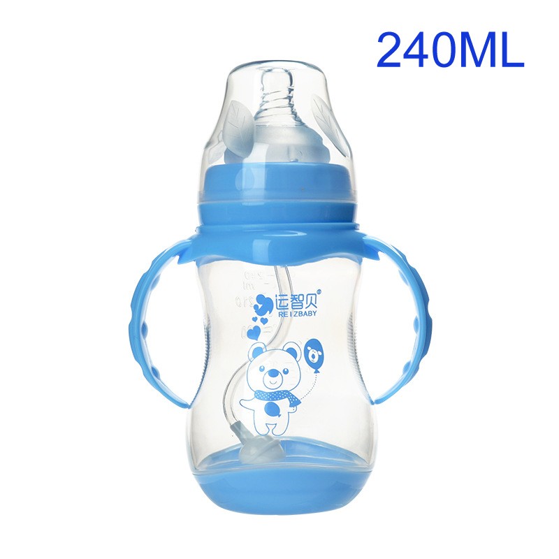 Wide Mouth Baby Infant Feeder Feeding Bottle With Handles And