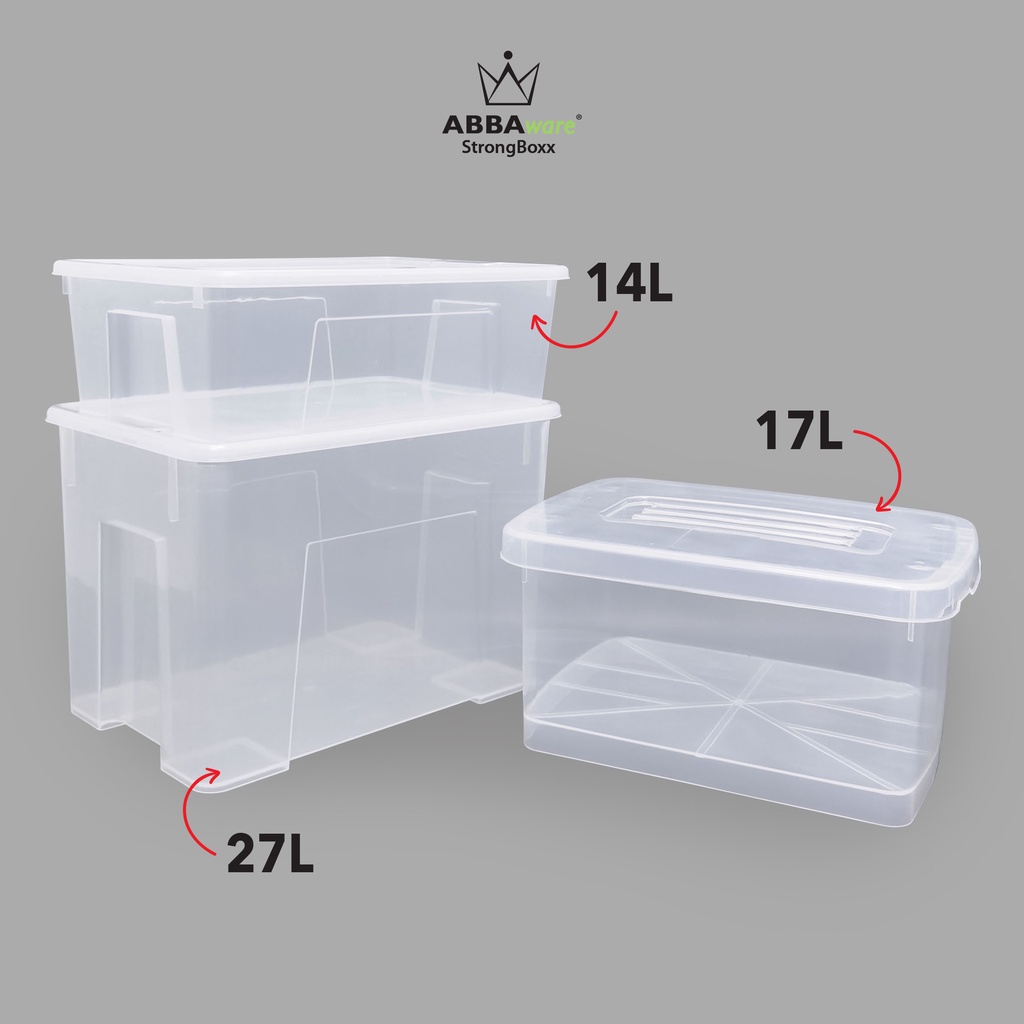 Abbaware Clear Storage Box Transparent (14L/17L/27L) / Kotak Simpanan/Storage Box / Storage
