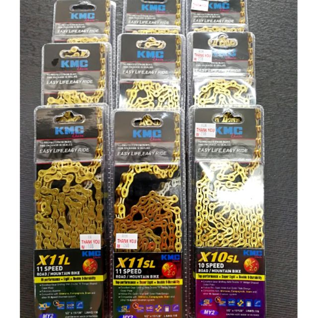 kmc x11el 11 speed chain gold