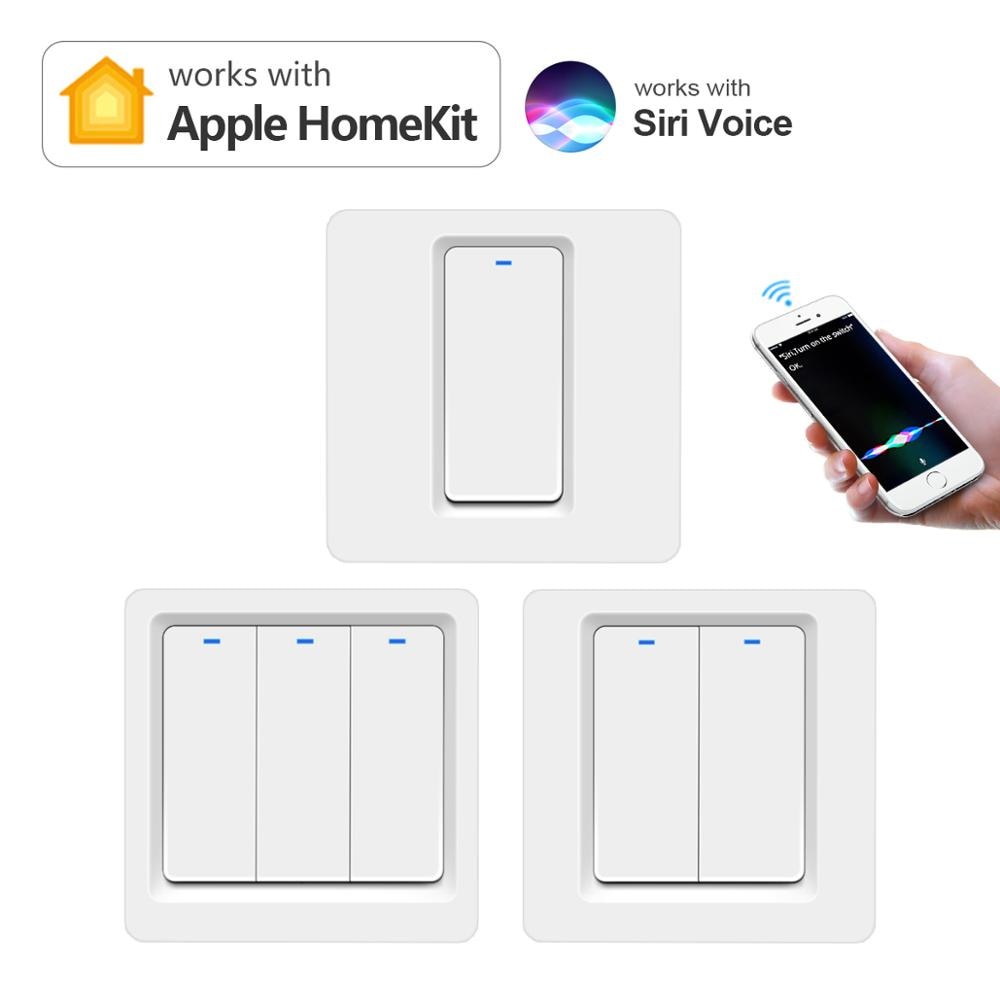 Apple Homekit Neutral Needed WiFi EU Standard Smart Switch Push Button Interruptor Smart Home Light Switches 1/2/3 Gang 1 Way