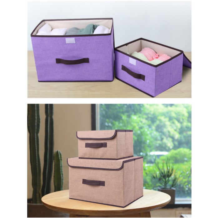 Foldable Linen Cloth Storage Bin Organizer Basket Kotak Letak Baju ...