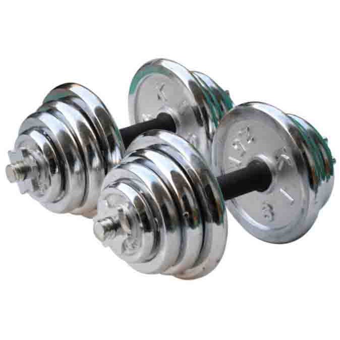 10kg / 20kg Iron Chrome Dumbell GYM Barbell Set Bar Angkat Berat ...