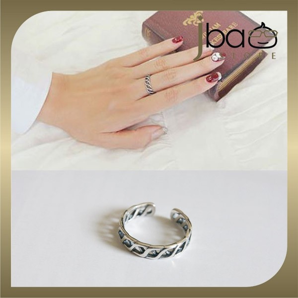 Retro Weave Open Ring 925 Sterling Silver Rings Birthday Valentine Gift 