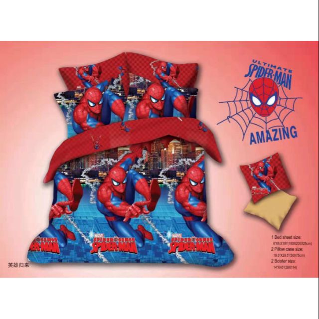 5in1 Spiderman Design High Quality Fitted Bedsheet With