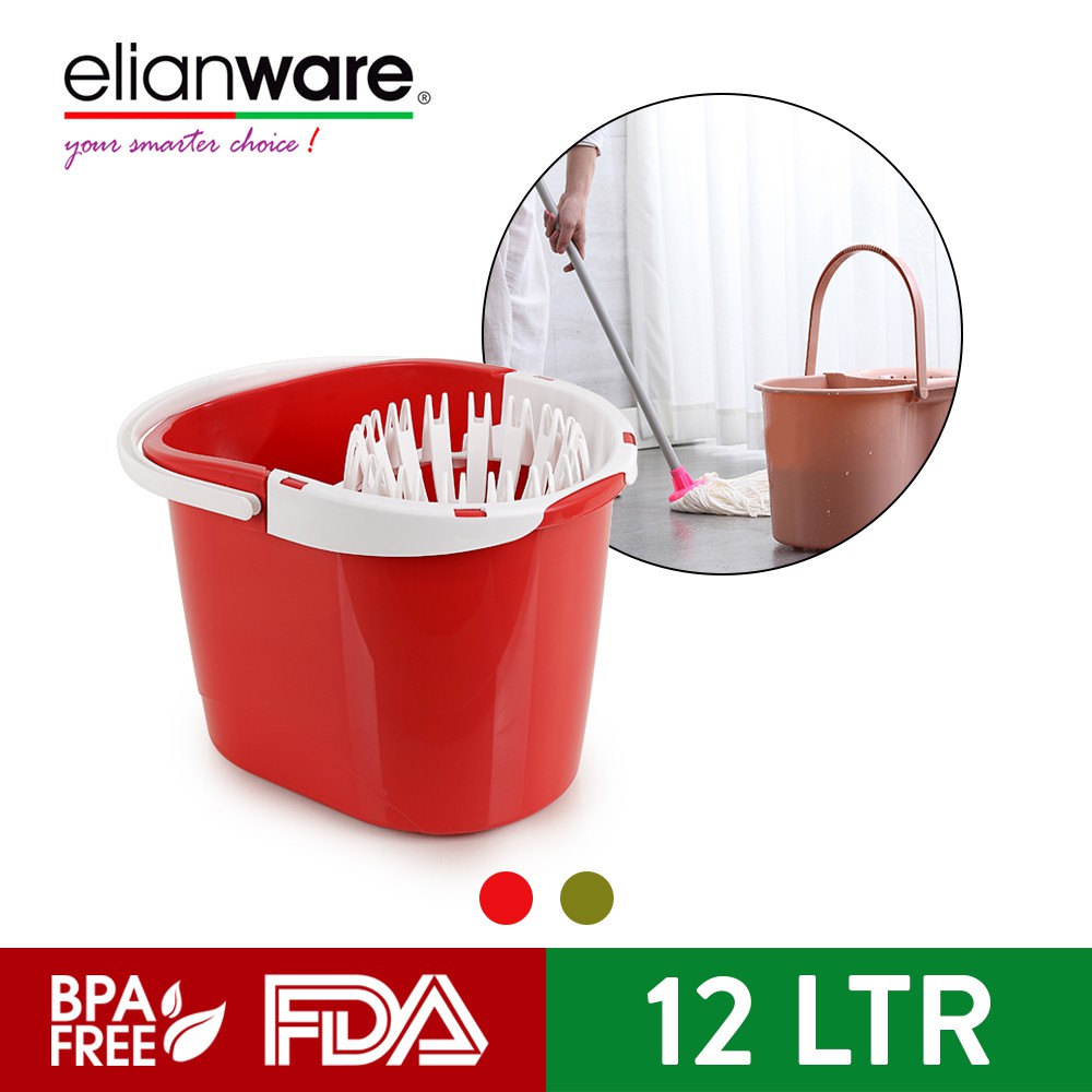 Elianware 12L Spin Squeeze Dry Mop Pail Mop Lantai Bucket