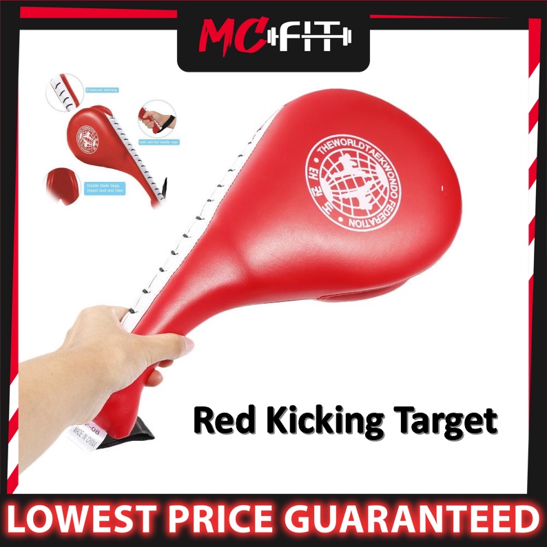 MCFIT [1pc] Red Double Kick Pad Target Taekwondo Karate Kickboxing MMA Martial Arts Drumstick Training Practice Kicking