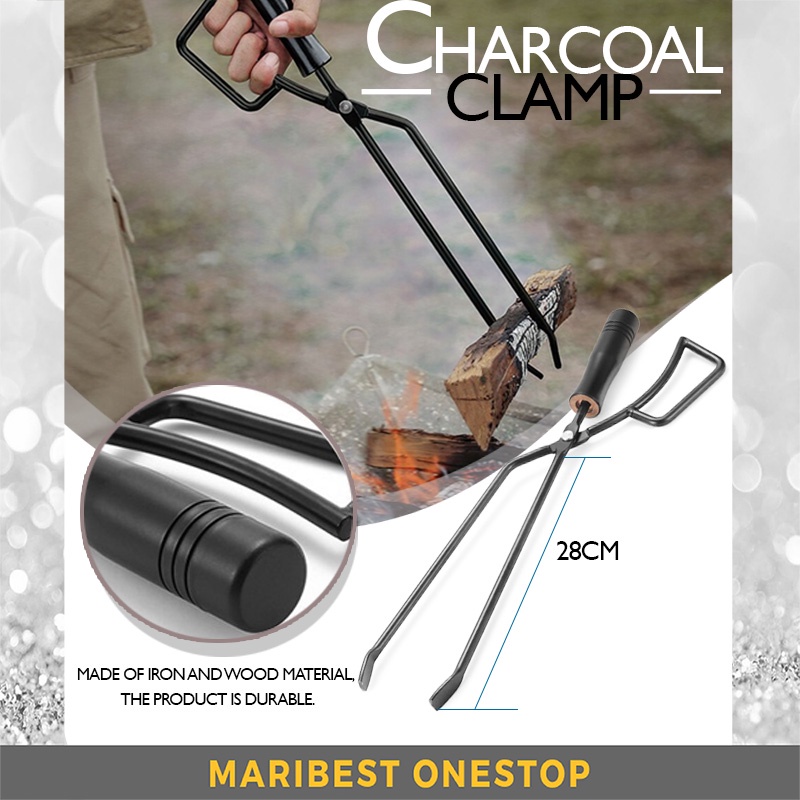 Duckbill Carbon Charcoal Clamp Solid Iron Durable Outdoor Camping Black Heat Resistant Charcoal Clipp Pengepit arang 木炭夹
